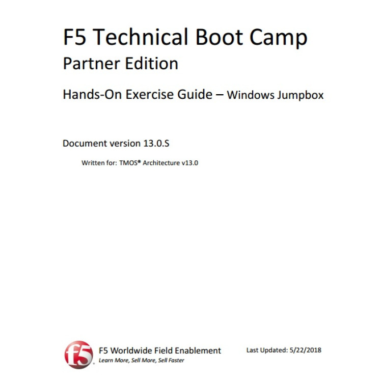 F5 Technical Boot Camp Partner Edition