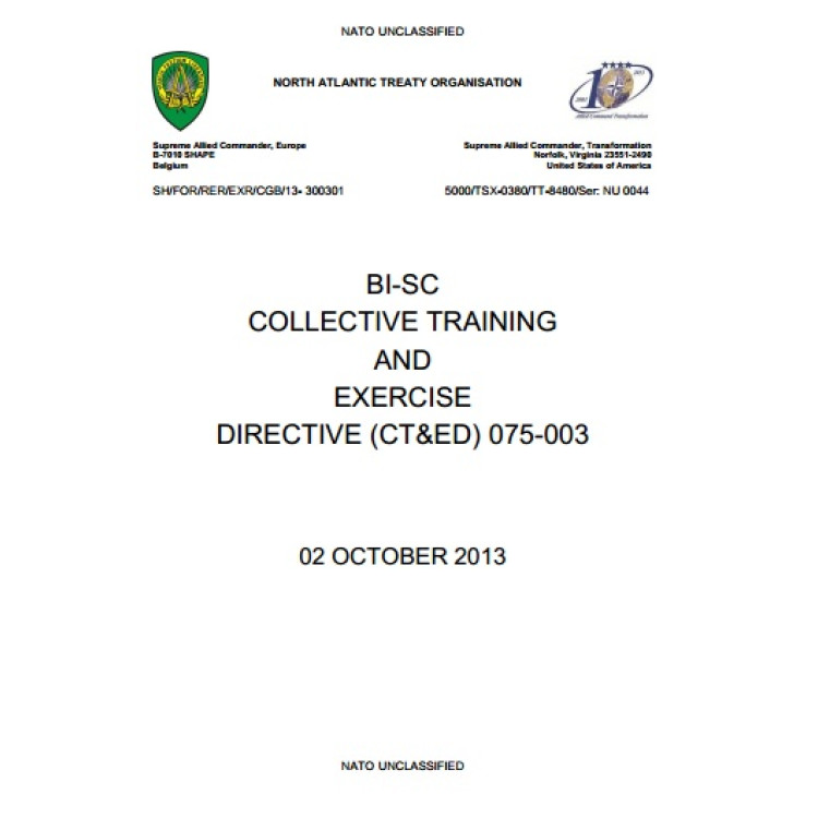 BI-SC COLLECTIVE TRAINING AND EXERCISE DIRECTIVE (CT&ED) 075-003 02 OCTOBER 2013