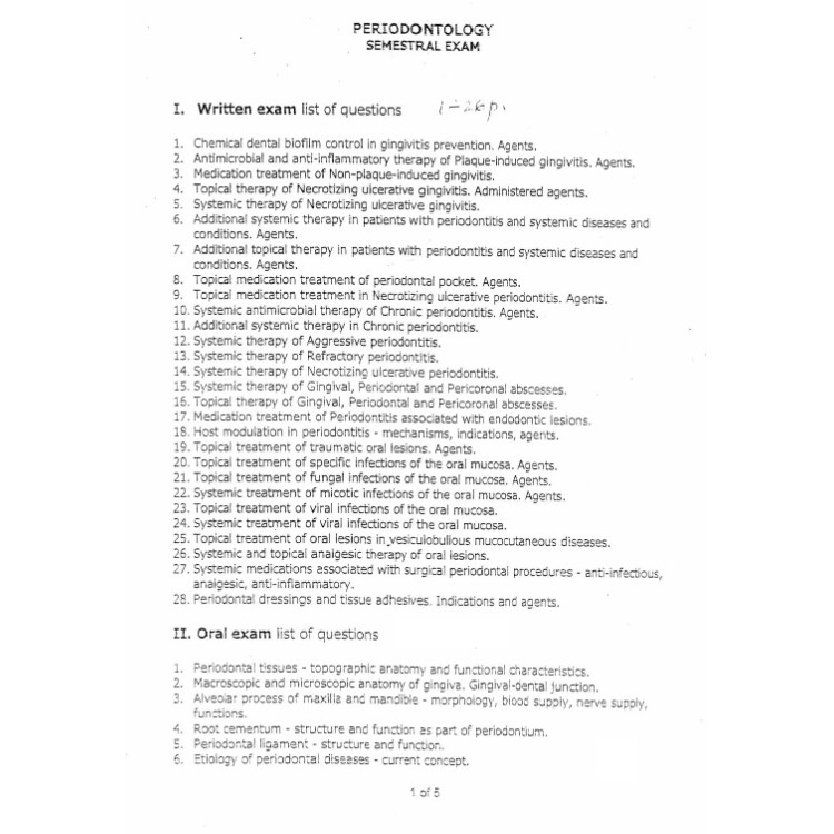 Periodontology semestral exam - notes
