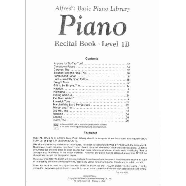 Piano Recital Book Level 1B