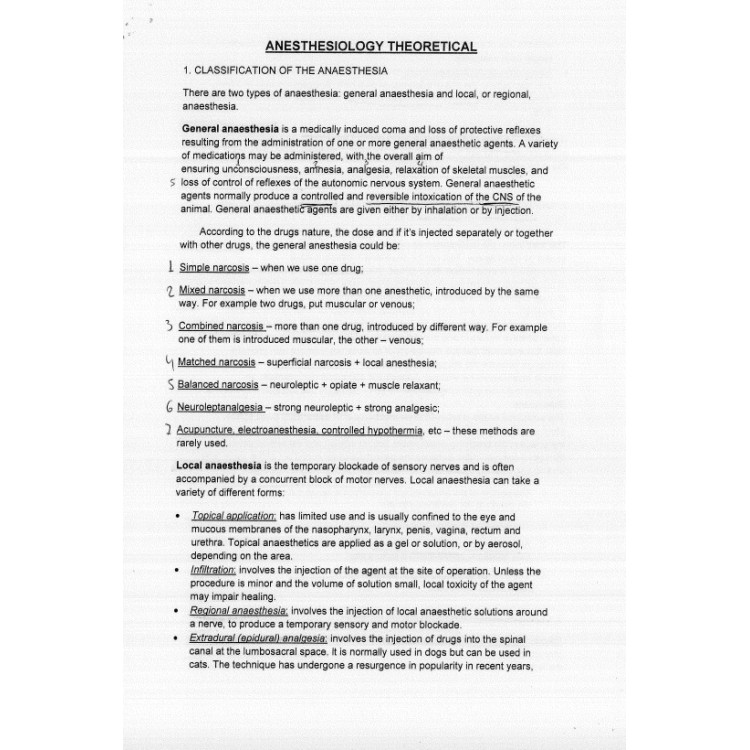 Anesthesiology theoretical - теми