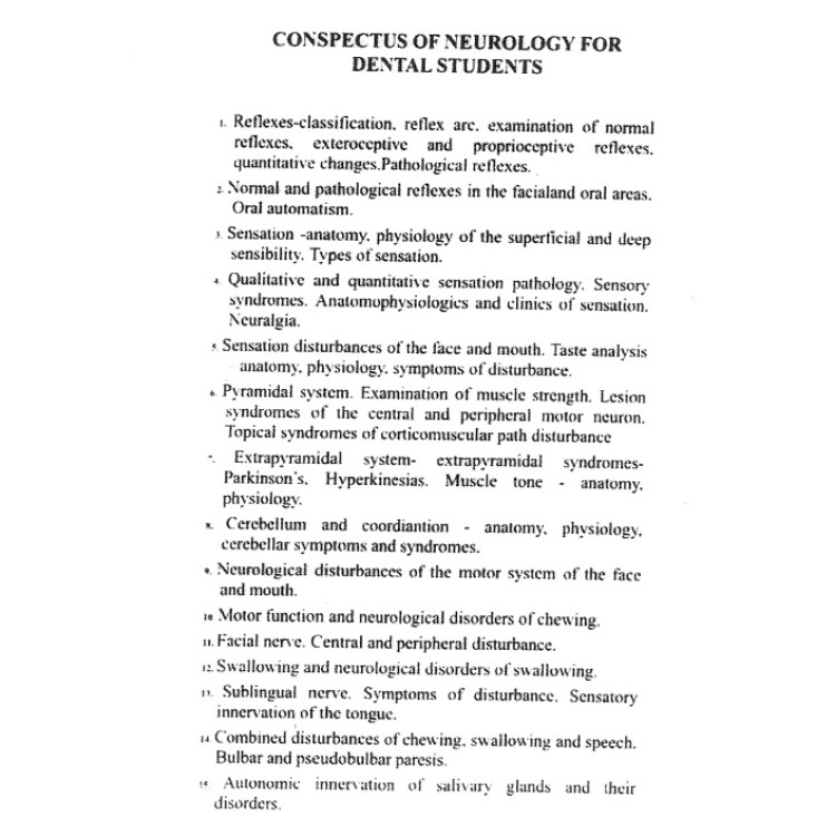 Neurology notes dental students