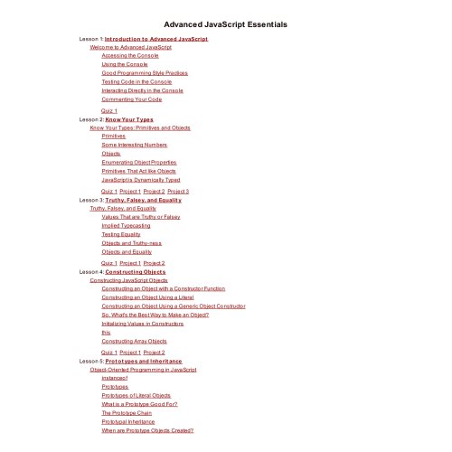 Advanced JavaScript Essentials Advanced JavaScript Essentials