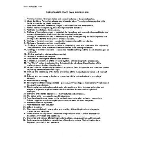 Orthodontics state exam notes