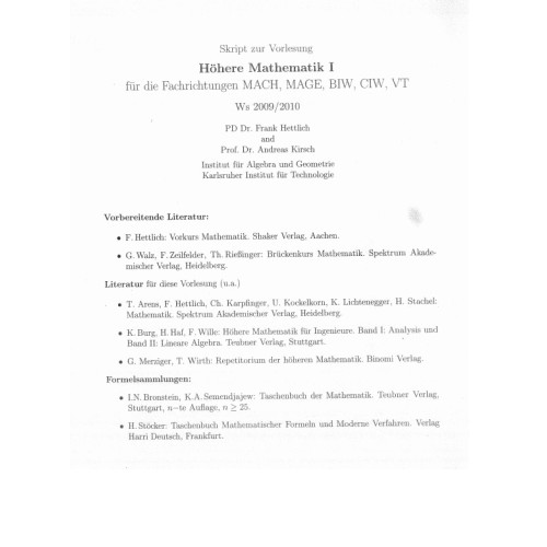 Hohere mathematik 1 fur die fachrichtungen MACH MAGE BIW CIW VT Hohere mathematik 1 fur die fachrichtungen MACH MAGE BIW CIW VT