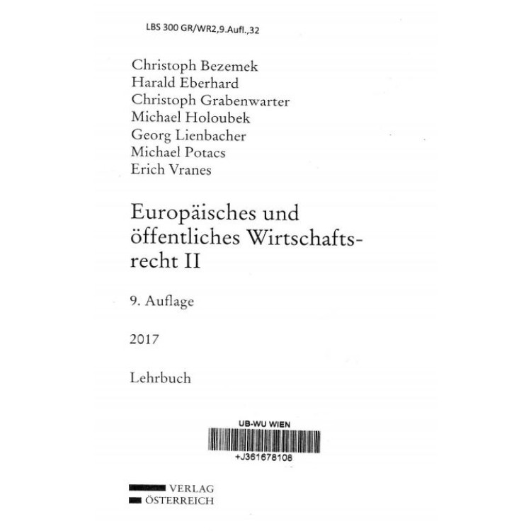 Europaisches und offentliches Wirtschaftsrecht II