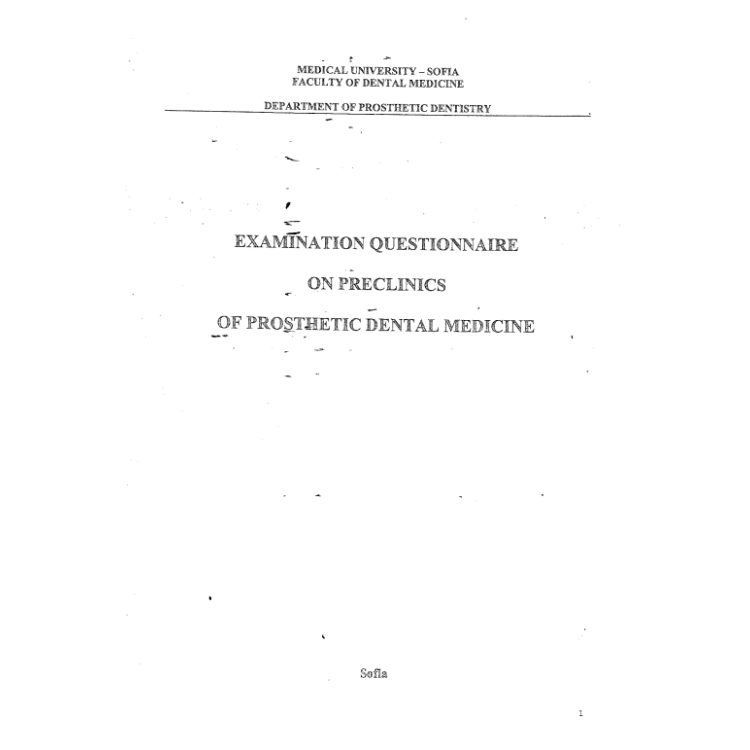 Examination ùestionmaire on preclinics of prosthetic dental medicine