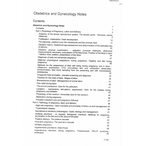 Obstetrics and Ginecology Notes
