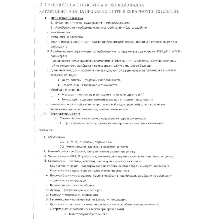 Съкратени теми по биология 1 курс
