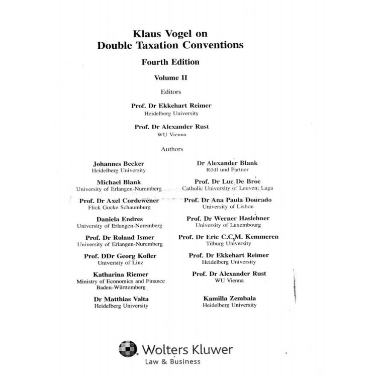 Klaus vogel on double taxation conventations fourth edition volume 2