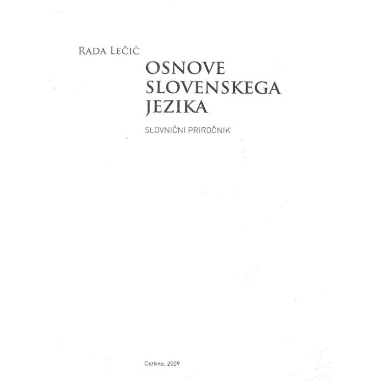 Osnove Slovenskega Jezika Lecic