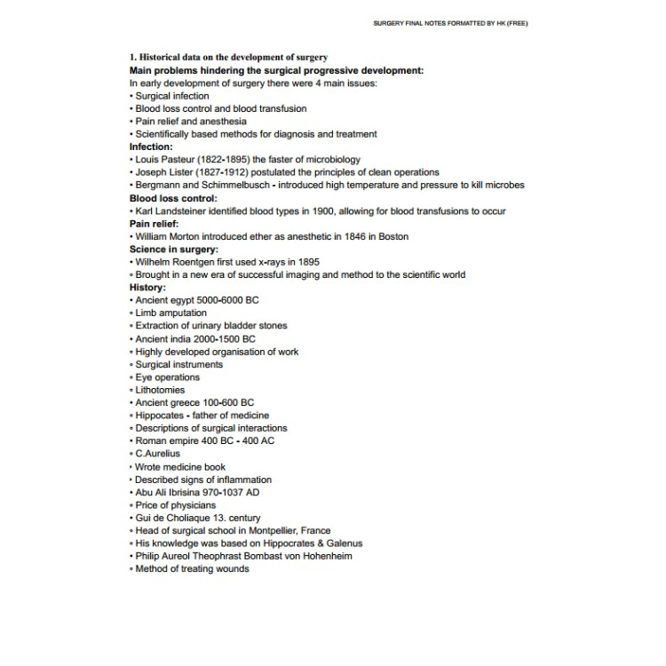 SURGERY FINAL NOTES FORMATTED BY HK