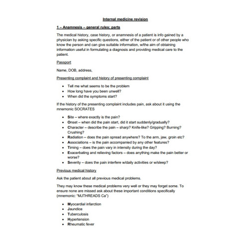 Internal Medicine Theory Revision Internal Medicine Theory Revision