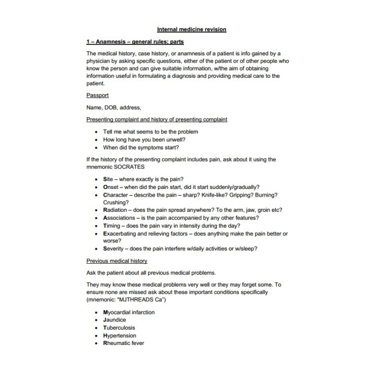 Internal Medicine Theory Revision